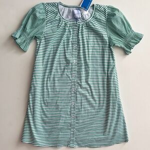 Addison Bay Cotton Poplin Short Sleeve Button Front Sailor Dress Nwt Green White
